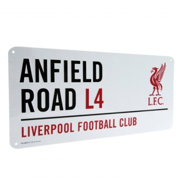 Liverpool fém utcatábla Anfield Road