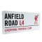 Liverpool fém utcatábla Anfield Road