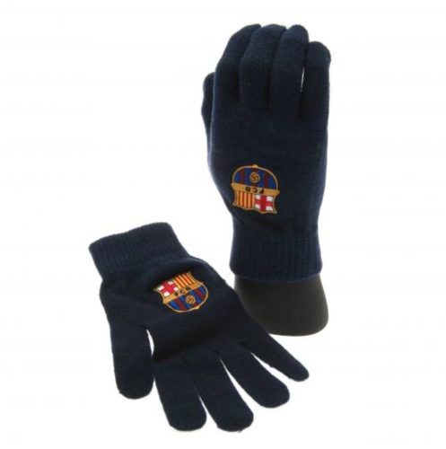 FC Barcelona kötött kesztyű címerrel Navy