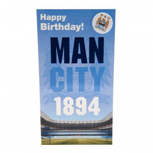 Manchester City FC szülinapi üdvözlőkártya kitűzővel OldCrest