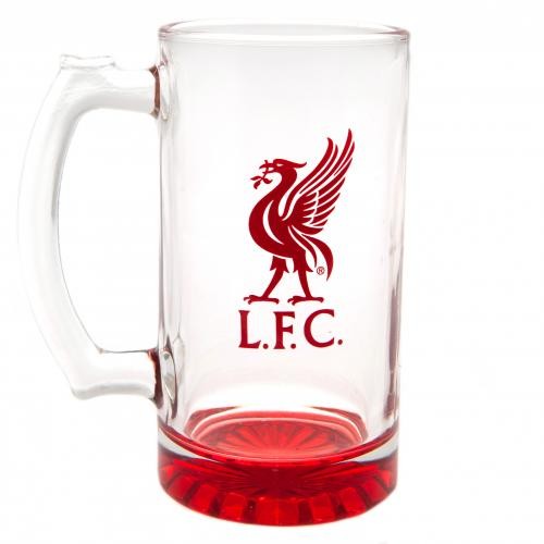 Liverpool FC masszív üveg füles sörös korsó Crest