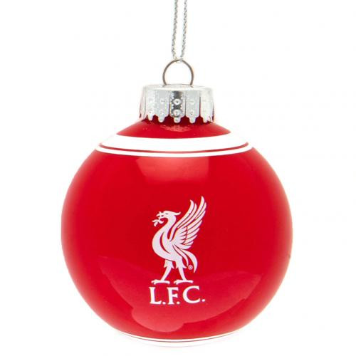Liverpool FC üveg karácsonyfadísz gömb Crest