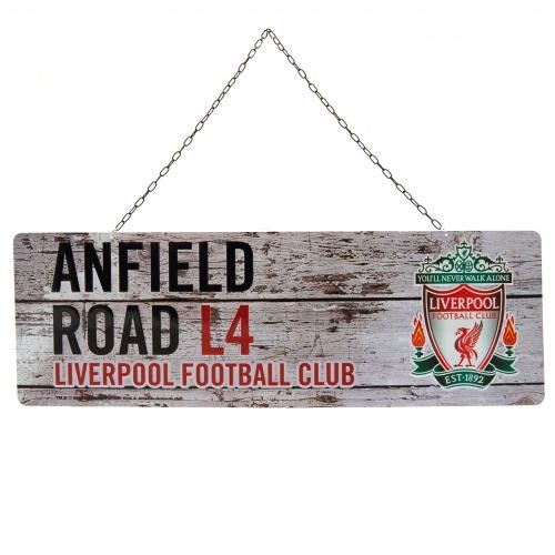 Liverpool FC fa erezetű fém utcatábla