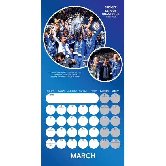 Chelsea FC 30x30cm-s falinaptár 2025