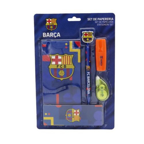 FC Barcelona jegyzetfüzet-írókészlet – 5 db-os készlet (toll, jegyzetfüzet, szövegkiemelő, hibajavító, könyvhelző)