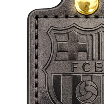 FC Barcelona fekete bőr kulcstartó zászló formával