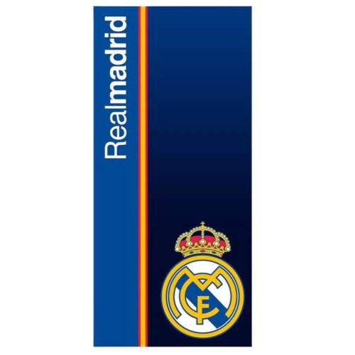 Real Madrid mikroszálas strandtörölköző – kék-narancs, 70 × 140 cm