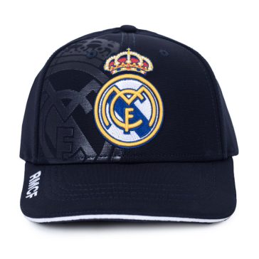   Real Madrid szurkolói sapka – sötétkék, dombornyomott logóval