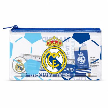   Real Madrid átlátszó tolltartó 5 részes írószer szettel