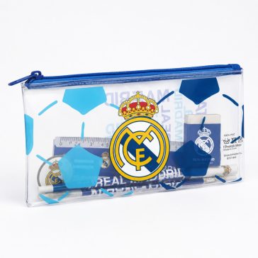   Real Madrid átlátszó tolltartó 5 részes írószer szettel