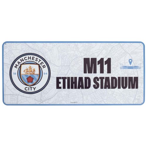Manchester City FC fém utcatábla – Útvonal az Etihad Stadionhoz