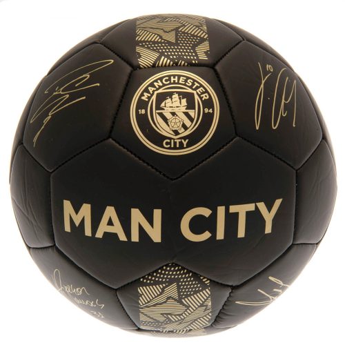 Manchester City FC gyakorló focilabda – Aláírásos arany változat - mini méret (1-es)