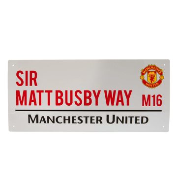   Manchester United FC fém utcatábla Sir Matt Busby Way dizájn
