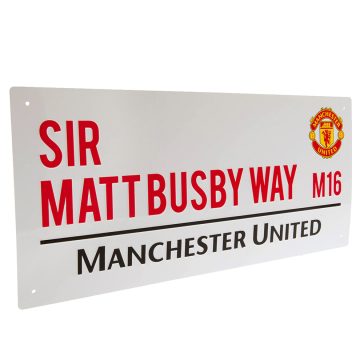   Manchester United FC fém utcatábla Sir Matt Busby Way dizájn