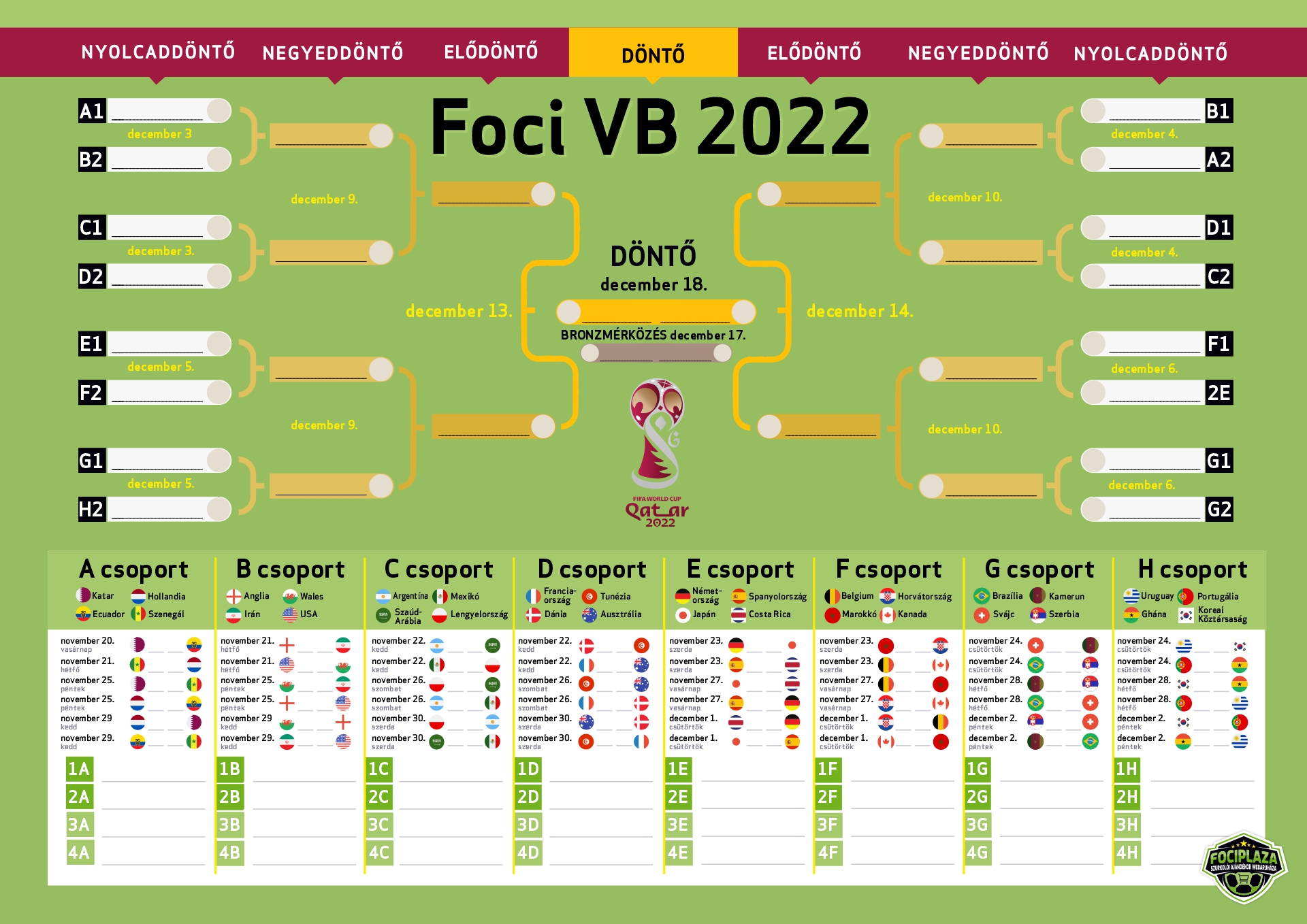 2022 FIFA Foci Vb ingyenes naptár, poszter